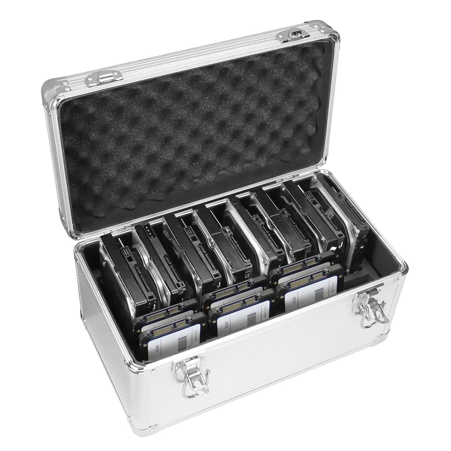 GLOTRENDS B86 14-Slot Hard Drive Storage Box 32cm (12.6in) | Protects 3.5" & 2.5" HDDs from Dust & Water — B86