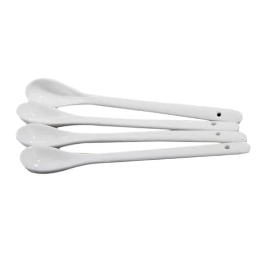 lasenersm White Long Handle Ceramic Spoon Set of 4 | Safe, Durable & Easy to Clean thumbnail 1