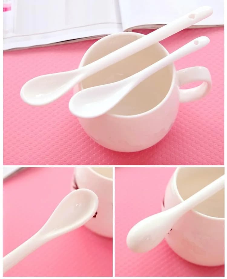 lasenersm White Long Handle Ceramic Spoon Set of 4 | Safe, Durable & Easy to Clean thumbnail 11