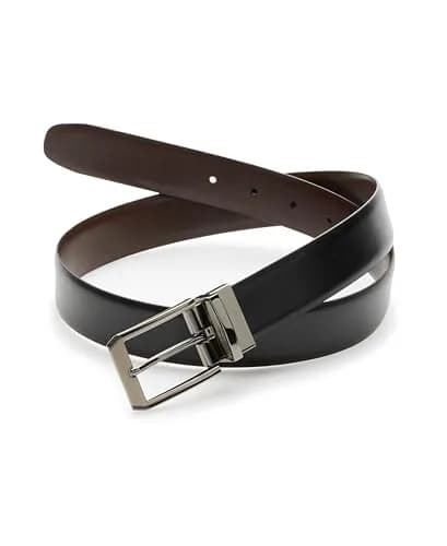Perry Ellis Men's Portfolio Reversible Belt Black/Brown 36 (91.44 cm) | Genuine Leather Dress Belt with Matte Gunmetal Buckle thumbnail 1