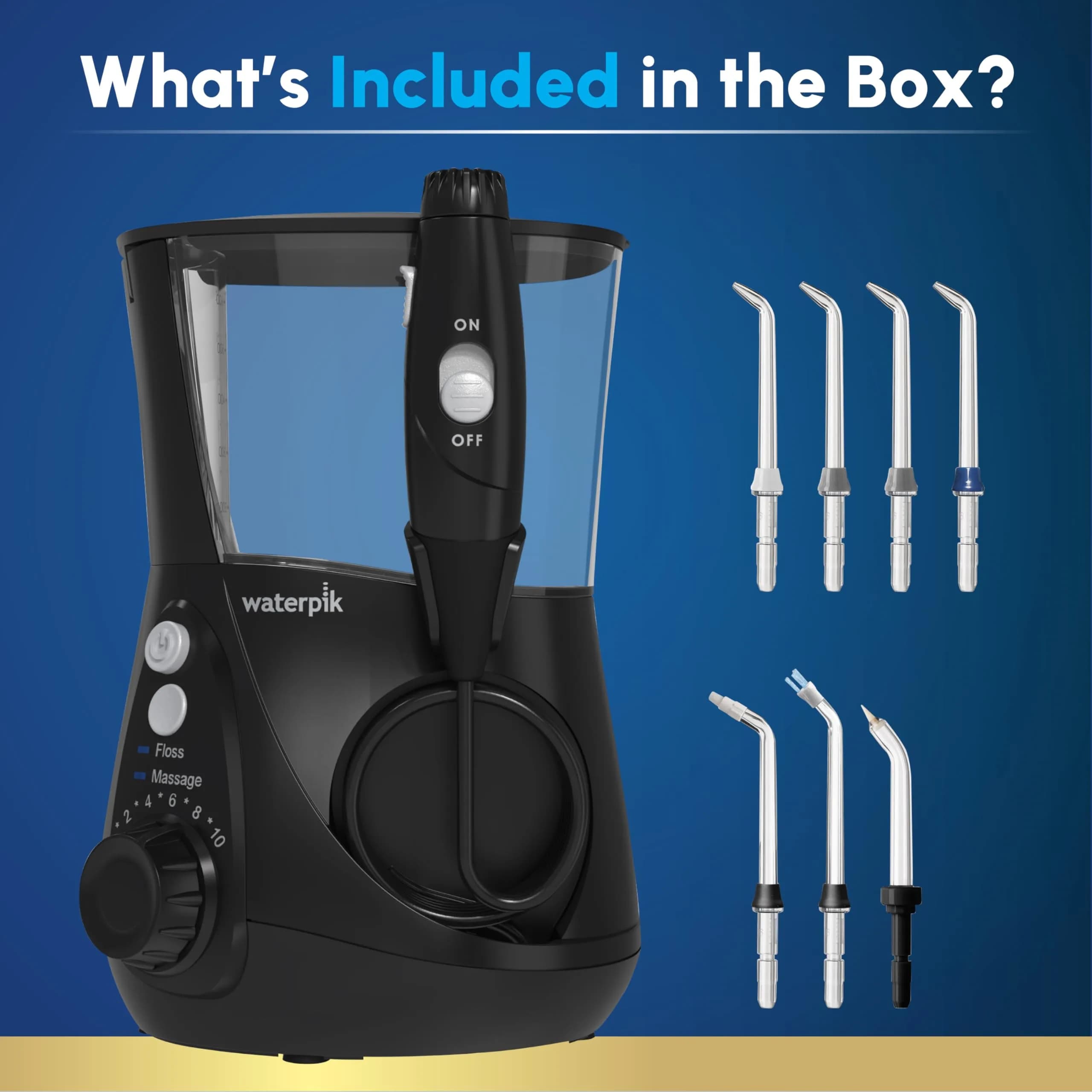 Waterpik Aquarius Countertop Water Flosser WP-662 Black | 10 Settings, 7 Tips, ADA Accepted - view 4