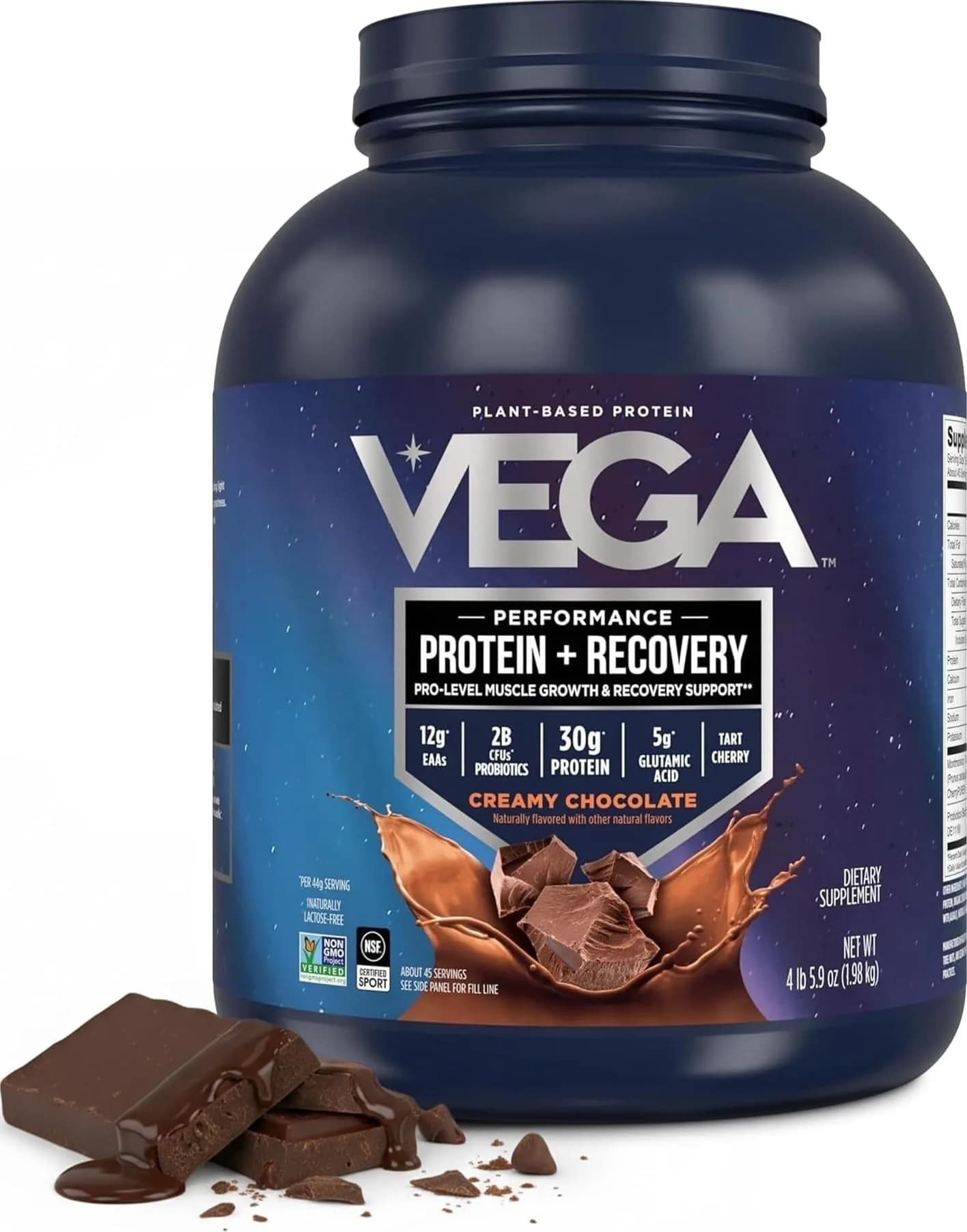Vega Protein + Recovery Chocolate 4 Pound (Pack of 1) | NSF Certified Plant-Based Protein - main product image