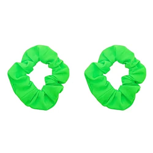 Motique Accessories Solid Scrunchies for Women, Set of 2, Neon Green | No-Crease, Gentle Hold for All Hair Types thumbnail 1