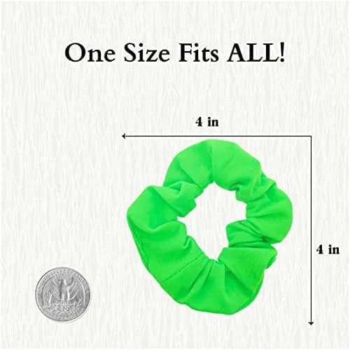 Motique Accessories Solid Scrunchies for Women, Set of 2, Neon Green | No-Crease, Gentle Hold for All Hair Types thumbnail 5