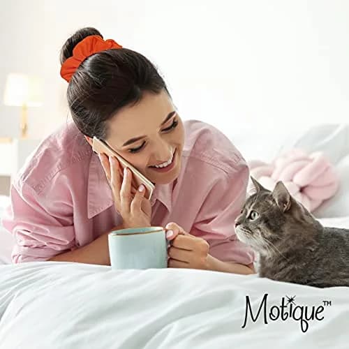 Motique Accessories Solid Scrunchies for Women, Set of 2, Neon Green | No-Crease, Gentle Hold for All Hair Types thumbnail 3
