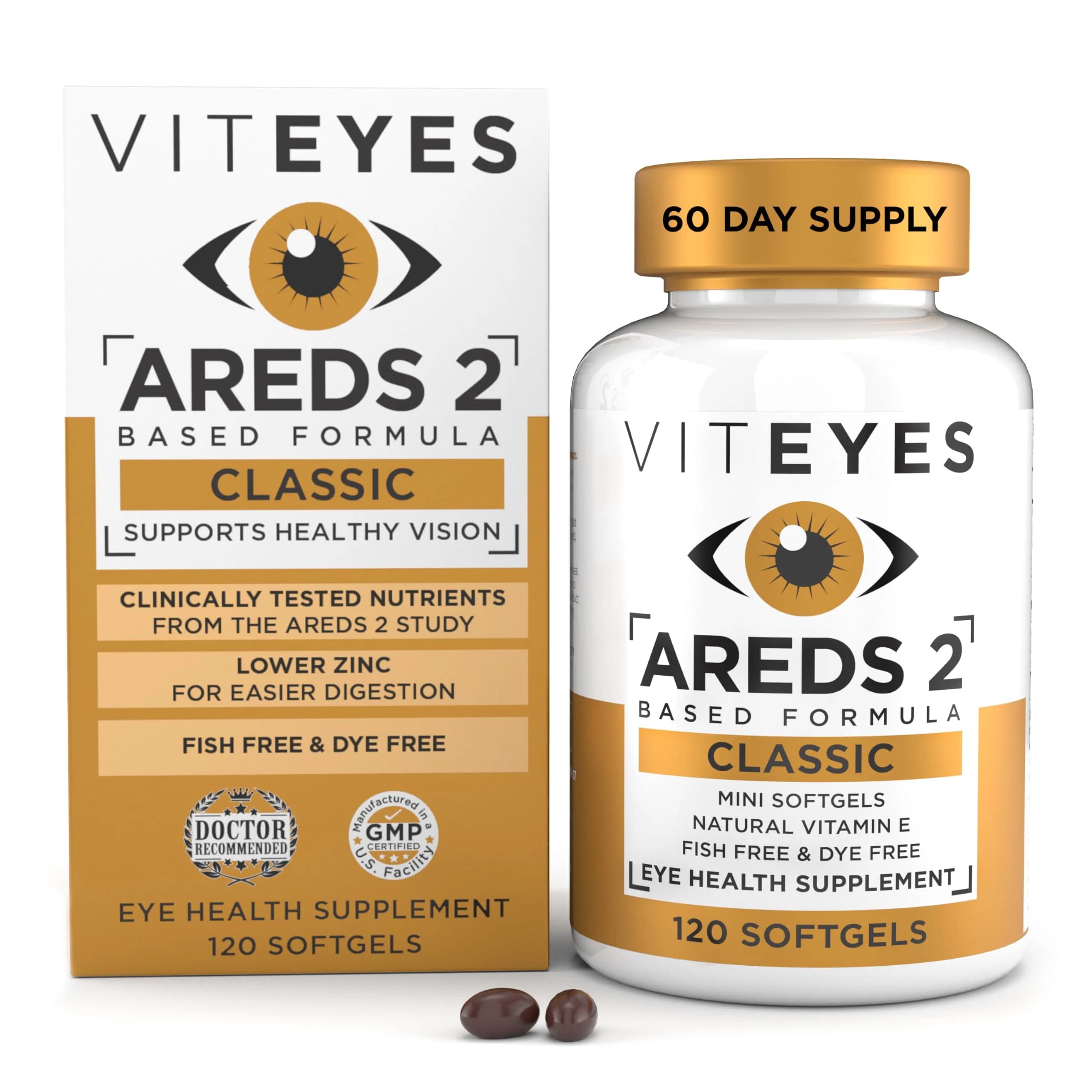 Viteyes AREDS 2 Softgels 120 Count | Clinically Tested Eye Vitamin for AMD Support — Classic Softgel