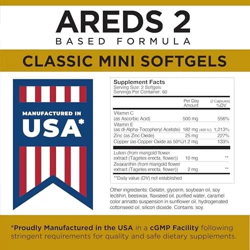 Viteyes AREDS 2 Softgels 120 Count | Clinically Tested Eye Vitamin for AMD Support thumbnail 8