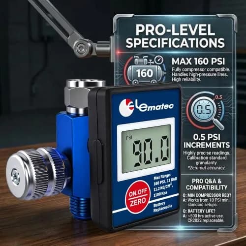LE LEMATEC DAR01B Digital Air Regulator Valve with LED Gauge, 1/4 NPT (0.635 cm Inlet) thumbnail 6