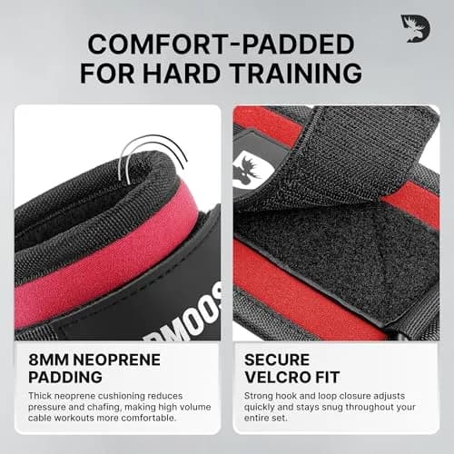 DMoose Ankle Strap for Cable Machine - One Size Fit with Premium Padding, Workout Kickback Ankle Cuffs, Ankle Bands for Lower Body Exercises thumbnail 4