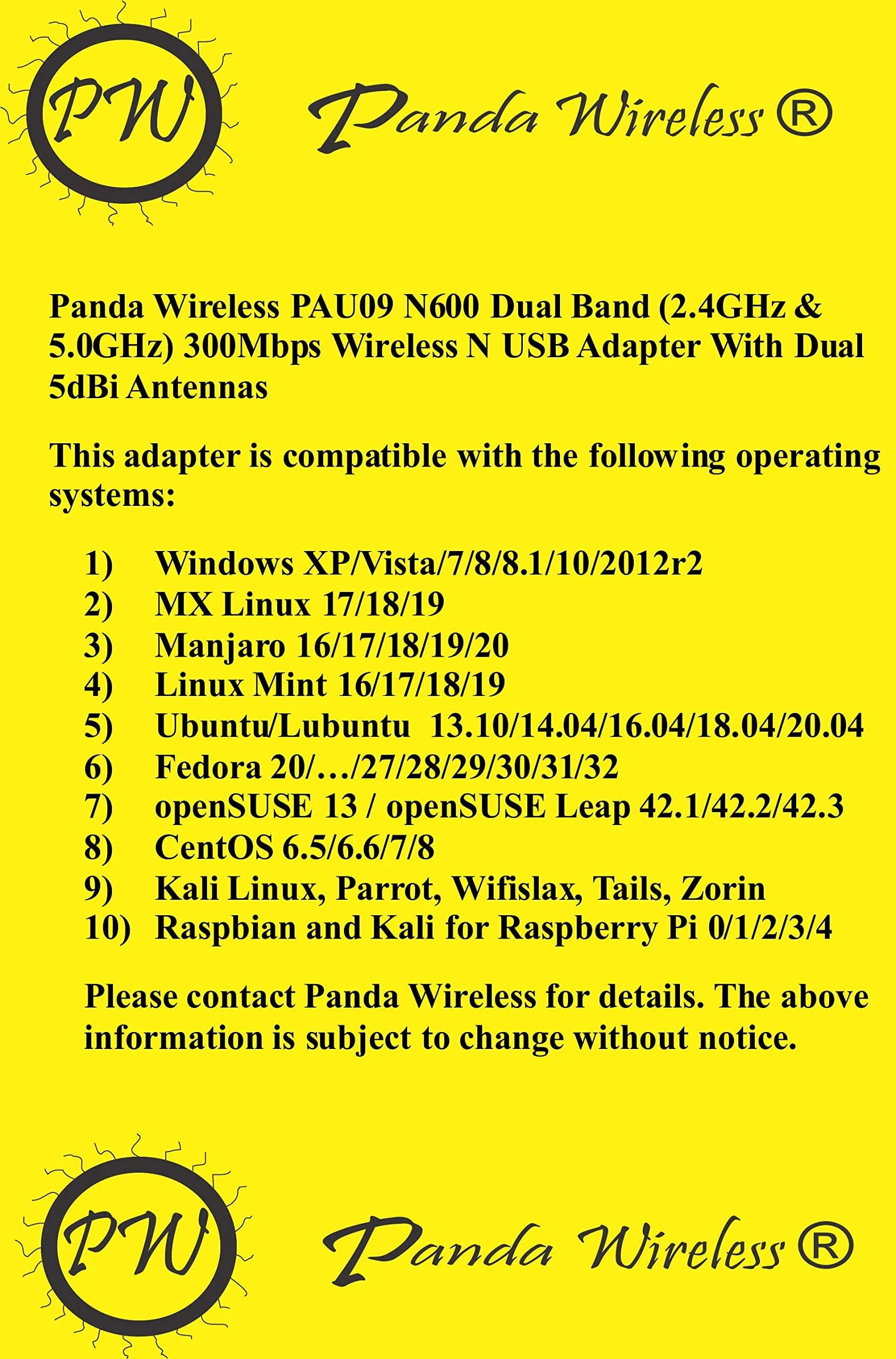 Panda Wireless PAU09 N600 Dual Band USB WiFi Adapter 300Mbps | Dual 5dBi Antennas for Windows & Linux - view 2