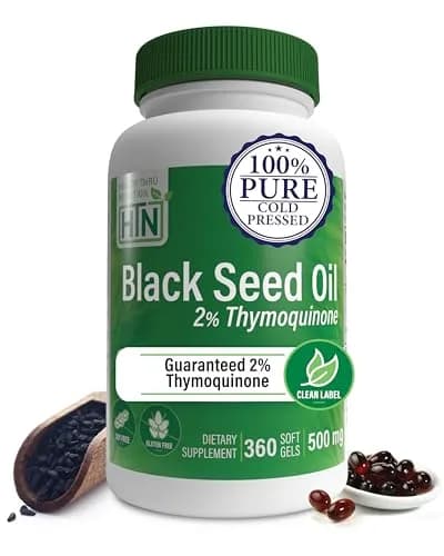 Health Thru Nutrition Black Seed Oil 500mg | High Potency 2% Thymoquinone | 360 Softgels | Unflavored thumbnail 1