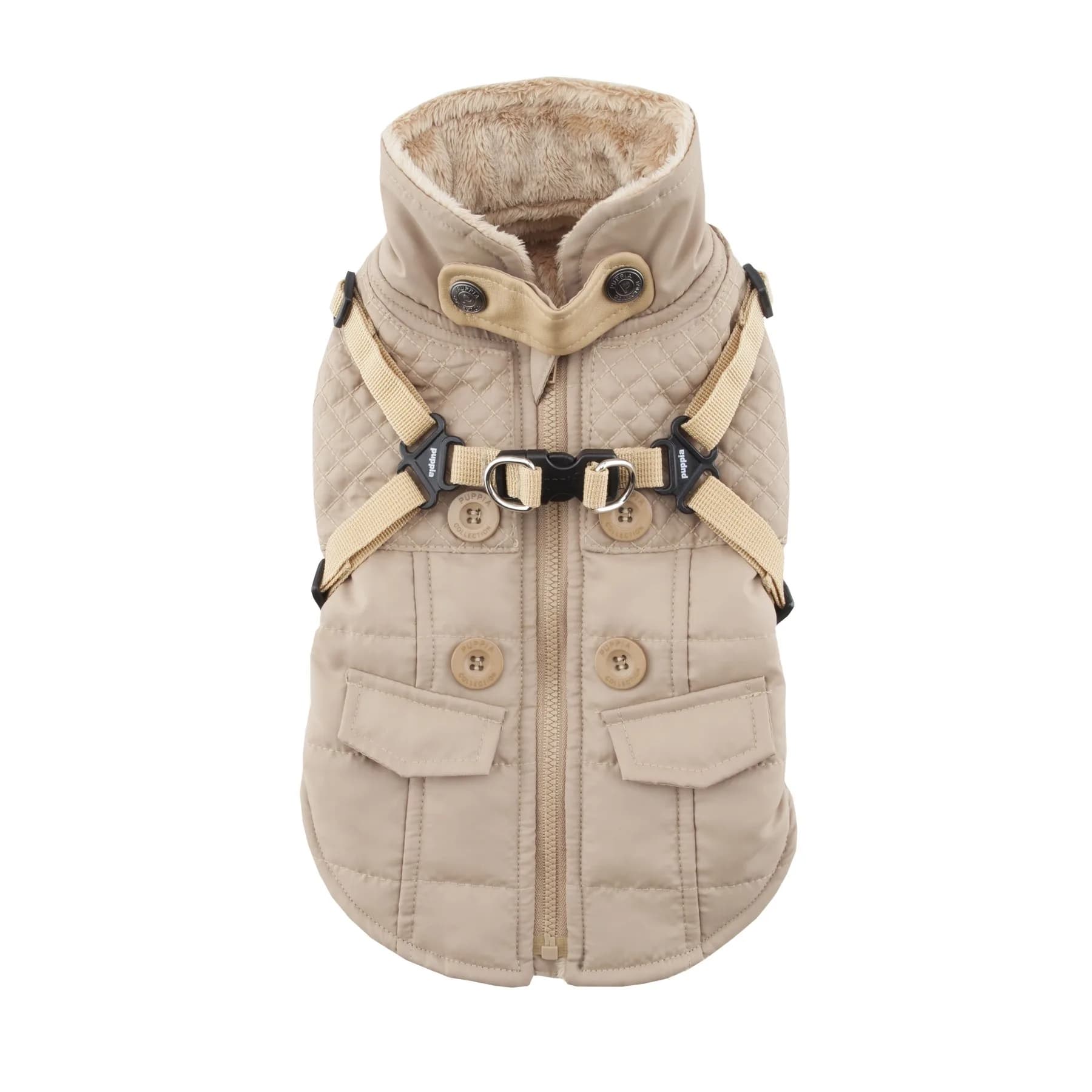 Puppia Wilkes Winter Dog Coat with Integrated Harness No Pull Waterproof Fleece Large — Large