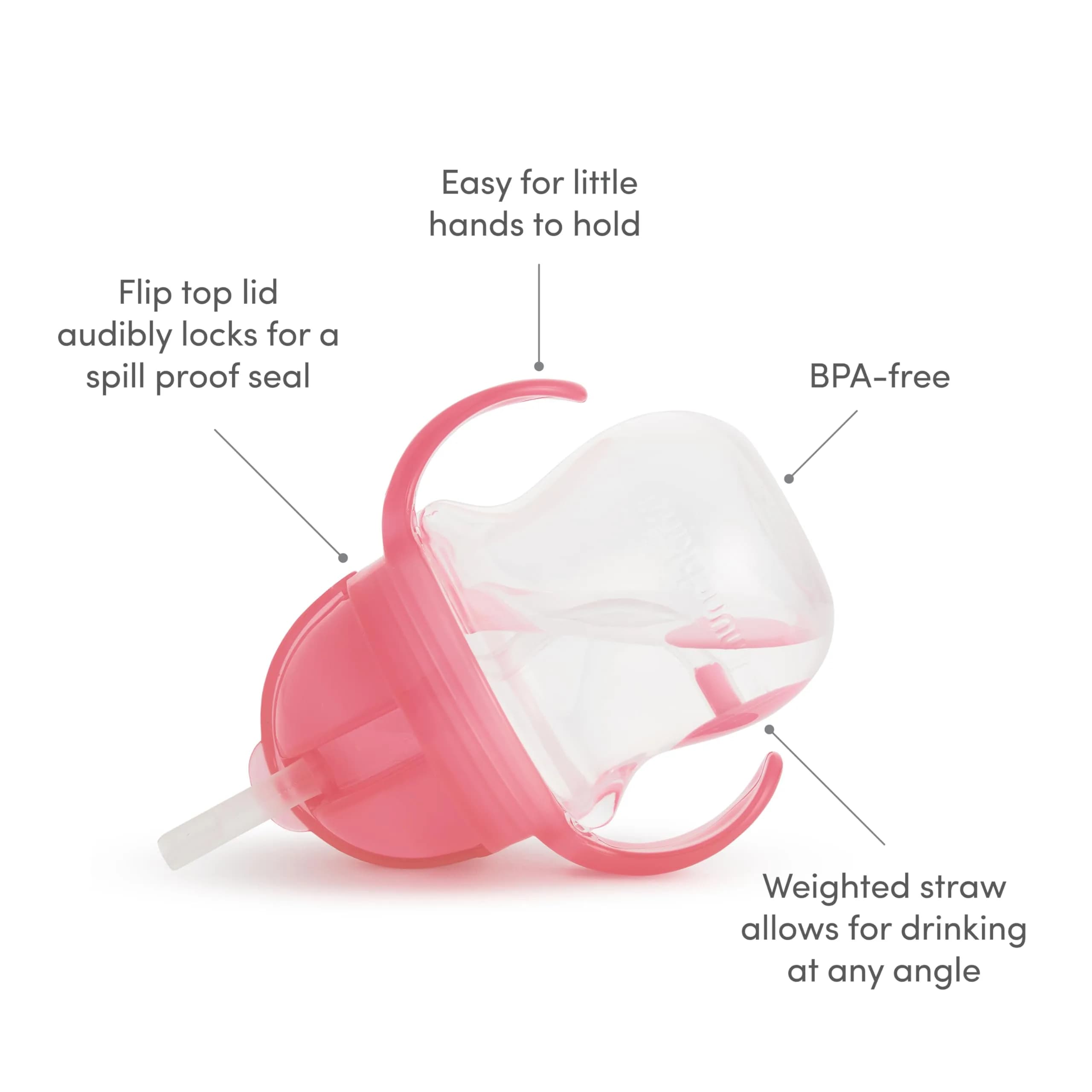 Munchkin Any Angle Sippy Cup for Toddlers 200ml (7 Ounce) | Spill-Proof Weighted Straw Cup with Transition Handles - view 3