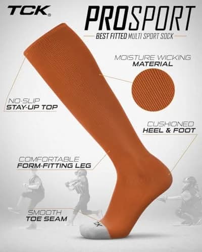 TCK Prosport Knee High Tube Socks - Texas Orange | Athletic Performance & Classic Style thumbnail 4