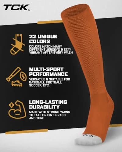 TCK Prosport Knee High Tube Socks - Texas Orange | Athletic Performance & Classic Style thumbnail 5
