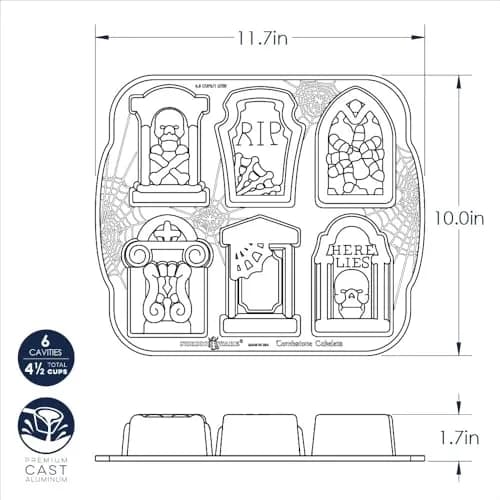 Nordic Ware Tombstone Cakelet Pan 1.06 L (4.5 cups) | Eerie Graveyard Centerpiece thumbnail 5