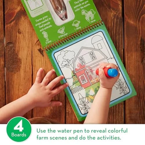 Melissa & Doug Water Wow! On The Farm Mess Free Coloring Book 25cm (9.8in) | Reusable Water-Reveal Activity Pad thumbnail 4