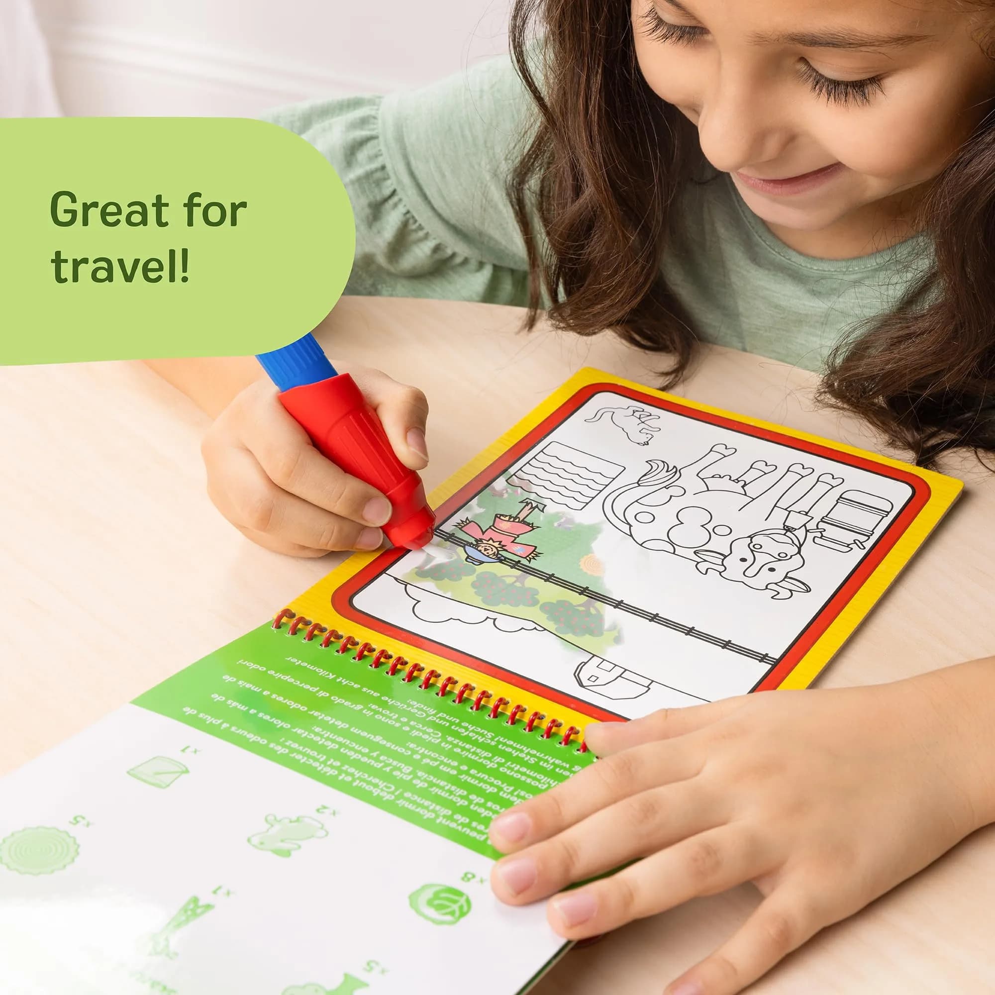 Melissa & Doug Water Wow! On The Farm Mess Free Coloring Book 25cm (9.8in) | Reusable Water-Reveal Activity Pad - view 5