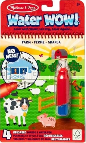 Melissa & Doug Water Wow! On The Farm Mess Free Coloring Book 25cm (9.8in) | Reusable Water-Reveal Activity Pad thumbnail 1