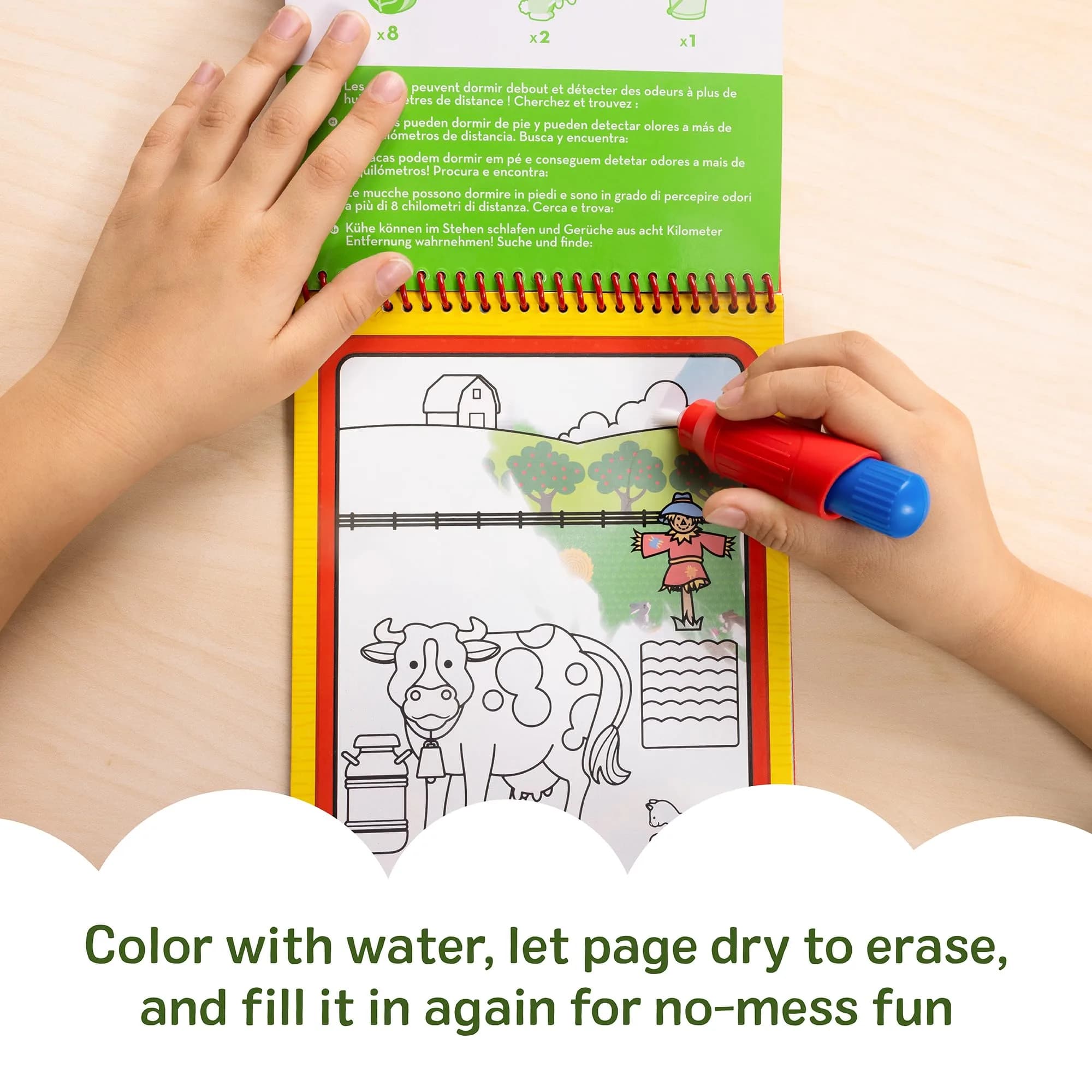 Melissa & Doug Water Wow! On The Farm Mess Free Coloring Book 25cm (9.8in) | Reusable Water-Reveal Activity Pad - view 2