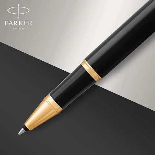Parker IM Rollerball Pen Black Lacquer Gold Trim Fine Point Black Ink Gift Box (1931659) | Smooth Writing Instrument thumbnail 4