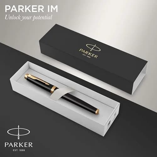 Parker IM Rollerball Pen Black Lacquer Gold Trim Fine Point Black Ink Gift Box (1931659) | Smooth Writing Instrument thumbnail 2