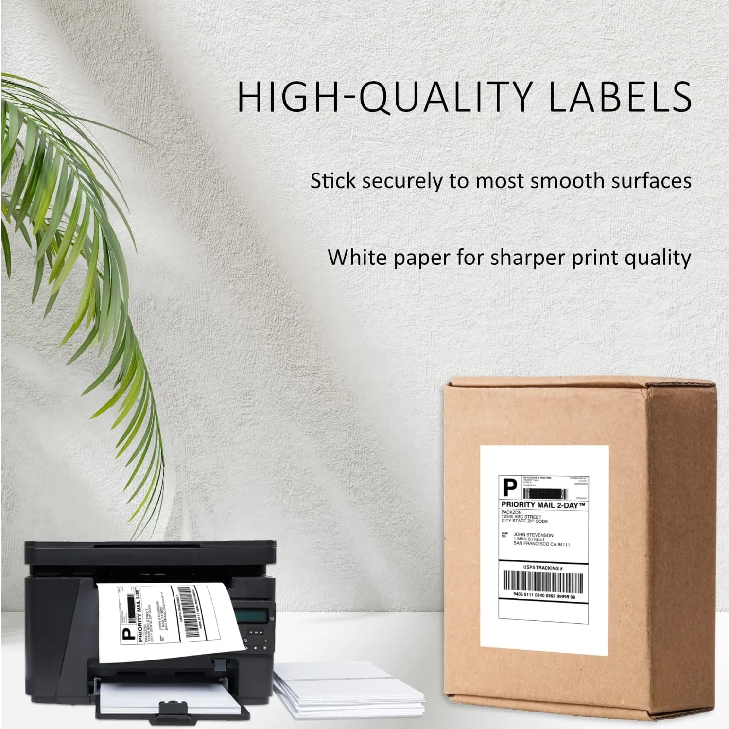 PACKZON Shipping Labels 8.5 x 5.5 Inches White 1000 Labels | Professional Grade for Laser & Inkjet Printers - view 2