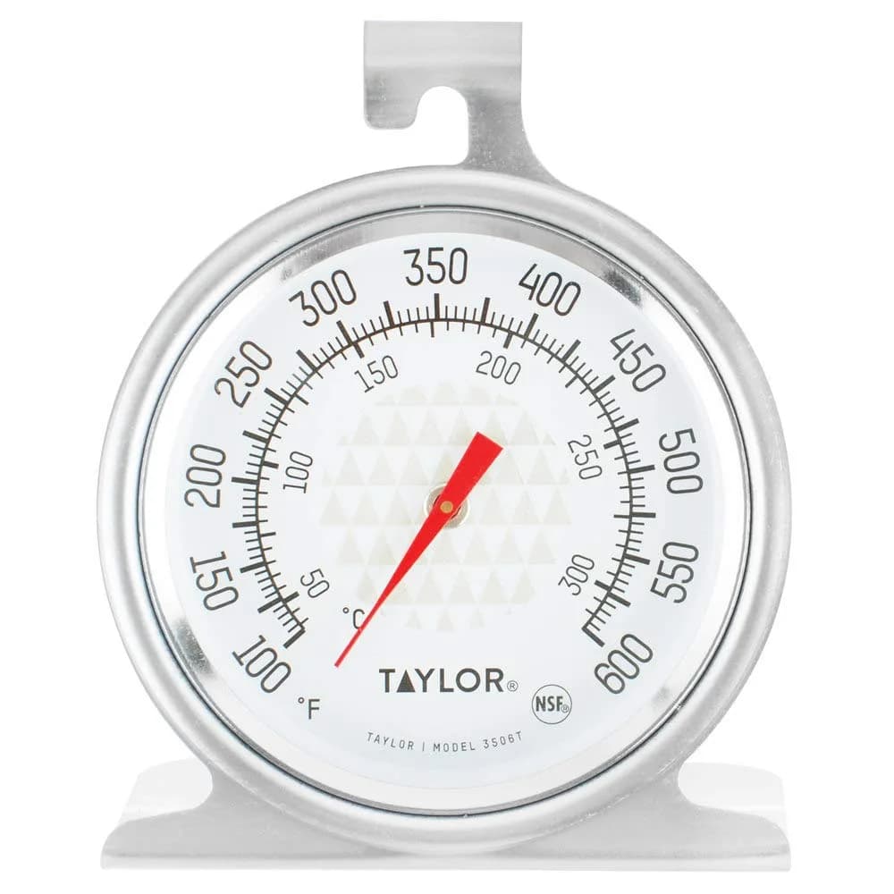 Taylor TruTemp Series Oven/Grill Analog Dial Thermometer with Dual-Scale | Accurate Temperature Monitoring for Baking & Grilling — Silver