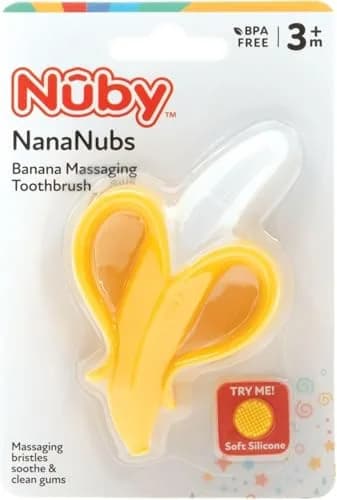 Nuby NanaNubs Banana Massaging Teether 3+ Months | Soft Silicone Gum Massager thumbnail 8