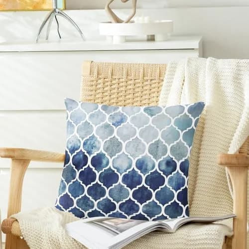 CaliTime Decorative Couch Accents Throw Pillow Covers 18 x 18 Inches | Modern Trellis Design, Soft Fleece, Pack of 2 thumbnail 4