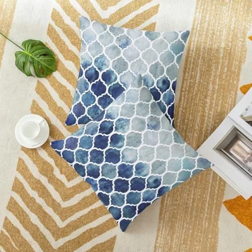 CaliTime Decorative Couch Accents Throw Pillow Covers 18 x 18 Inches | Modern Trellis Design, Soft Fleece, Pack of 2 thumbnail 6