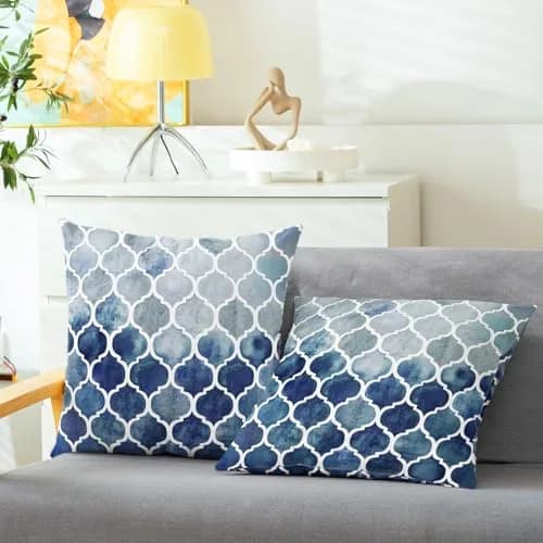 CaliTime Decorative Couch Accents Throw Pillow Covers 18 x 18 Inches | Modern Trellis Design, Soft Fleece, Pack of 2 thumbnail 2