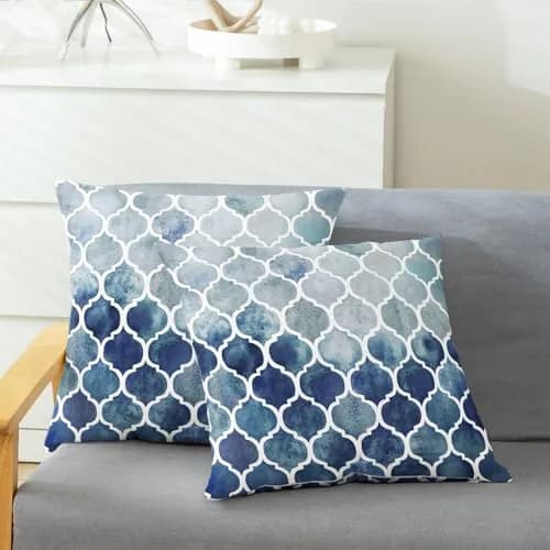 CaliTime Decorative Couch Accents Throw Pillow Covers 18 x 18 Inches | Modern Trellis Design, Soft Fleece, Pack of 2 thumbnail 3