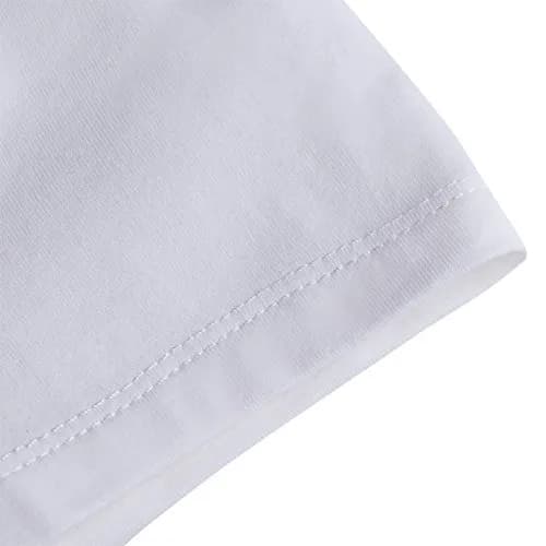 YITAN Letter Print Short Sleeve Crew Neck Women T Shirt Top White Small | Casual Summer Style thumbnail 3