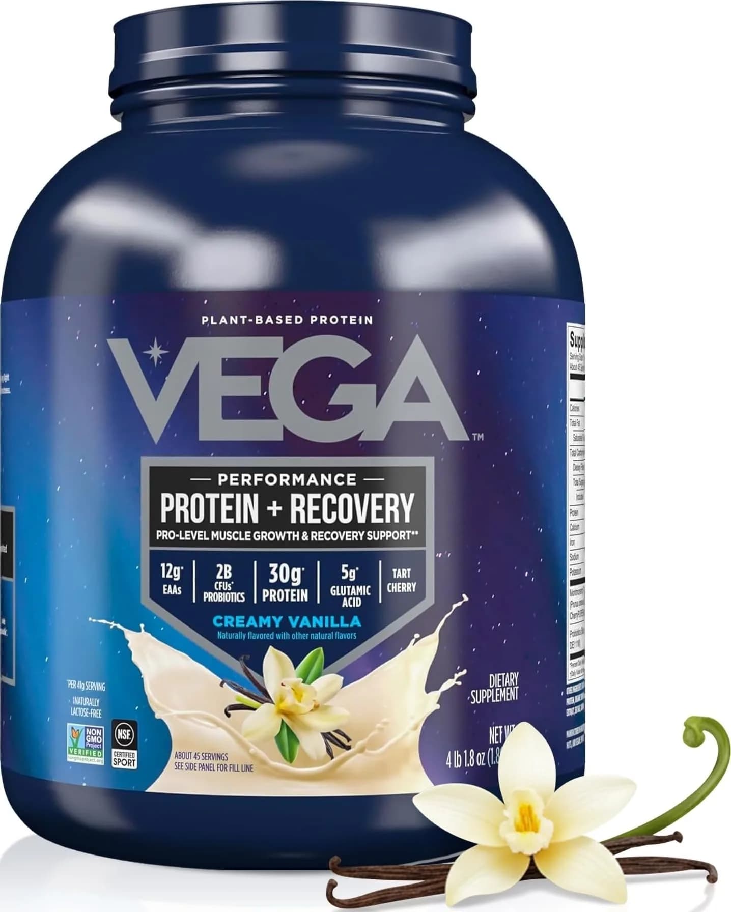 Vega Protein + Recovery Vanilla 4 Pound | NSF Certified Plant-Based Protein for Muscle Recovery - main product image