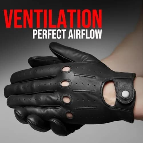 Jackets 4 Bikes Mens Transporter Genuine Lambskin Leather Driving Gloves, Riding Black XXL | Unlined Ventilated Touchscreen Gloves thumbnail 5