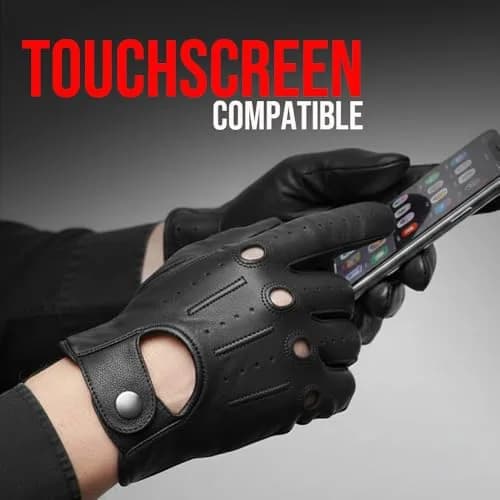 Jackets 4 Bikes Mens Transporter Genuine Lambskin Leather Driving Gloves, Riding Black XXL | Unlined Ventilated Touchscreen Gloves thumbnail 6