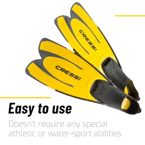 Cressi Agua Full Foot Pocket Fins, Yellow, EU 35/36 | Lightweight Snorkeling Fins with Self-Adjusting Fit thumbnail 4