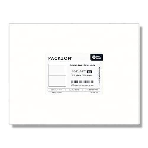 PACKZON Shipping Labels 8.5 x 5.5 Inches White Matte 200 Labels | Professional Grade Adhesive for Laser & Inkjet Printers thumbnail 6