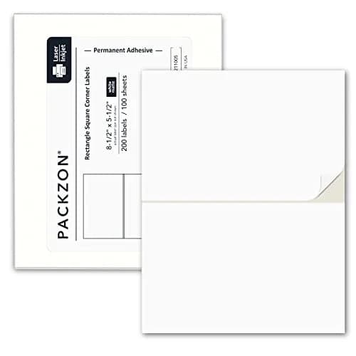 PACKZON Shipping Labels 8.5 x 5.5 Inches White Matte 200 Labels | Professional Grade Adhesive for Laser & Inkjet Printers thumbnail 1