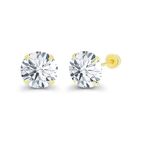 DECADENCE Solid 14k Yellow Gold Hypoallergenic Cubic Zirconia Earrings | 6mm thumbnail 1
