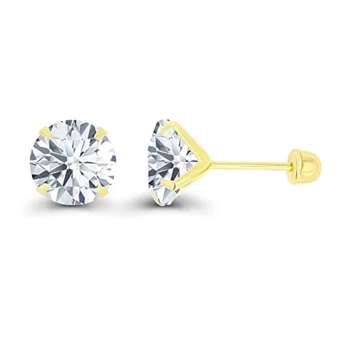 DECADENCE Solid 14k Yellow Gold Hypoallergenic Cubic Zirconia Earrings | 6mm thumbnail 2