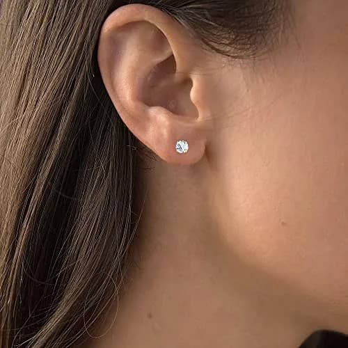 DECADENCE Solid 14k Yellow Gold Hypoallergenic Cubic Zirconia Earrings | 6mm thumbnail 3