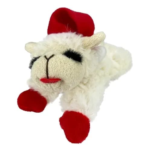 Multipet Lamb Chop Dog Plush Toy with Santa Hat - Squeaky Toy 15cm (6") | Soft & Cuddly for Puppies & Small Dogs thumbnail 1