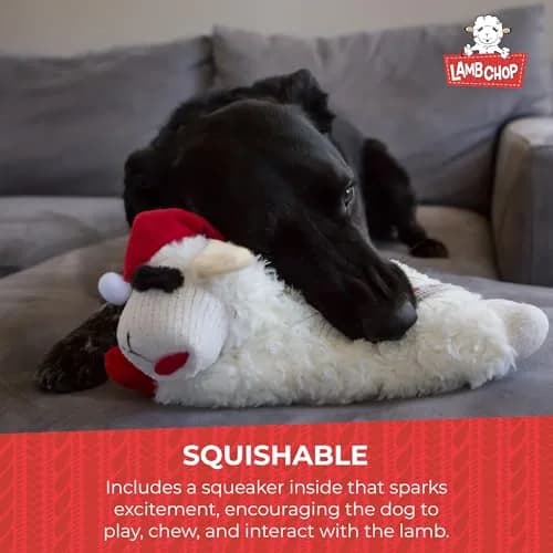 Multipet Lamb Chop Dog Plush Toy with Santa Hat - Squeaky Toy 15cm (6") | Soft & Cuddly for Puppies & Small Dogs thumbnail 4