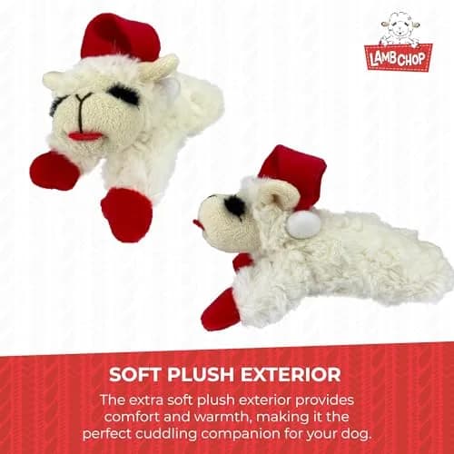 Multipet Lamb Chop Dog Plush Toy with Santa Hat - Squeaky Toy 15cm (6") | Soft & Cuddly for Puppies & Small Dogs thumbnail 6
