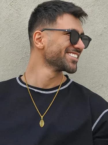 U7 Gold Rugby Ball Necklace for Men Soccer Pendant Chain Sport Charm Necklaces Stainless Steel Trendy Sport Fan Necklaces thumbnail 3