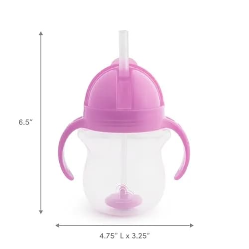 Munchkin Click Lock Weighted Straw Cup 7oz Orange | Spill-Proof Toddler Drinking Cup for 6+ Months thumbnail 6