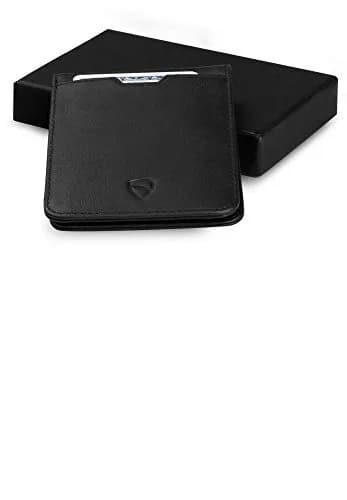 Vaultskin Manhattan Slim Leather Bifold RFID Wallet for Men (Black) | Minimalist Design, Italian Leather, Front Pocket Friendly thumbnail 6