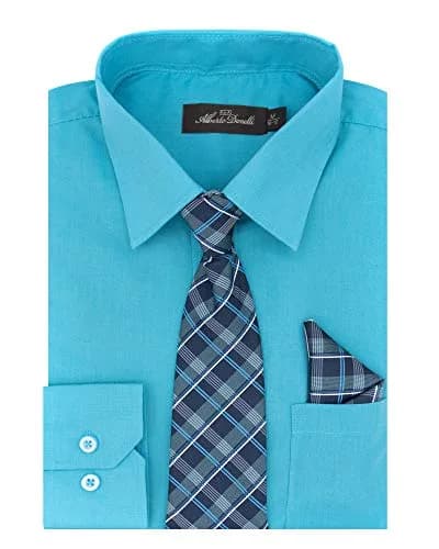 Alberto Danelli Boys Long Sleeve Dress Shirt with Matching Tie and Handkerchief, 5, Tropicana | Classic Style & Comfort thumbnail 1